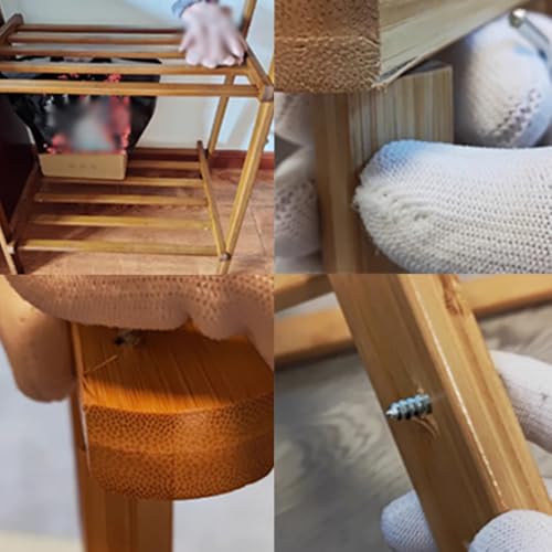 Perchero de madera con zapatero para ropa independiente de 116 cm 4