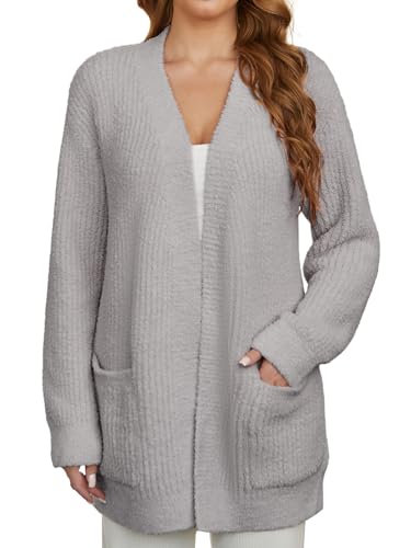 Image of Snuggle Sac Cardigan Sweaters for Women with Pocket Trendy Casual Long Sleeve Tops Open Front Fall Winter Coats
