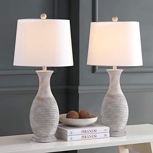Console Table Lamps Set of 2, End Table Nightstand Bedside Light for Living Room Home Office Desk Bedroom, Side Table Lamp with Oatmeal Fabric Shade