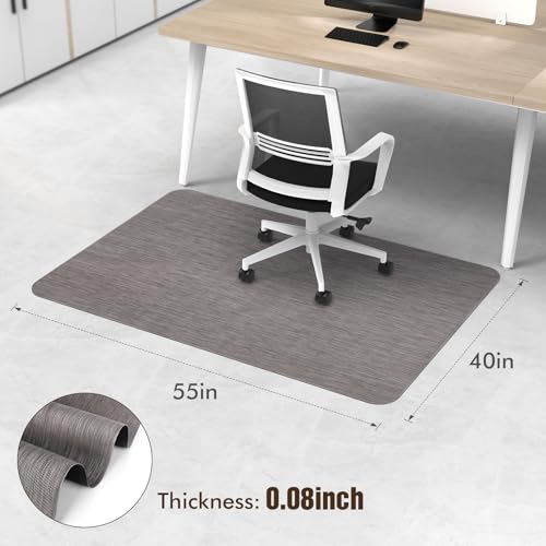 Image of Blvornl Office Chair Mat for Hardwood Floor, 40 inchx 55 inch Desk Mat for Hard Wood, Large Anti-Slip Hard Floor Protector Rolling Chair Mat, PVC Mat Desk Rug for Office Home, Dark Grey