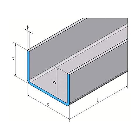 1000 mm U-Profil aus 1,5 mm Edelstahl Breite c 35 bis 60mm 20 x 35 x 20 mm Cover