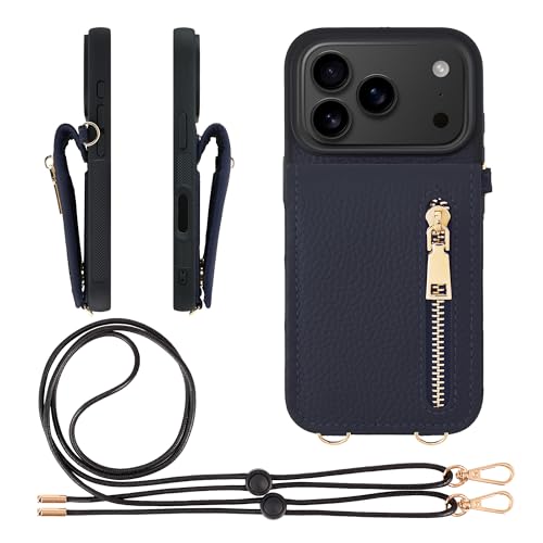HANATORA for iPhone 17Pro �P�[�X �{�v �X�}�z�P�[�X �X�}�z�V�����_�[ �J�[�h�|�P�b�g �X�^���h �V�����_�[�X�g���b�v �t�� �V�������N�J�[�t���U�[ �R�C���P�[�X ���K���� �l�C�r�[ SCPGGZ-17Pro-Navy