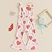 Toddler Girls My Frist Valentine's Day Overalls Cute Heart Printed Sleeveless Flare Pants Romper Baby Girl Outfits (Red Heart, 6-12 Months)