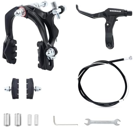 WEEROCK Front Bike Calip Brake, Front C Brake, Rim Brake with Left Aluminium Alloy Brake Lever, Bike Cable for Kids Bike, Child Bike, Student Bicycle, BMX,Beach Bike, Commuter Bike, Black