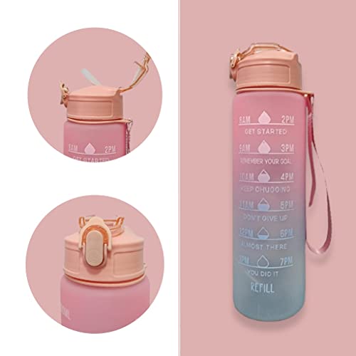 Kit 2 Garrafas De Água Squeeze 900 ML e 300 ML Com Adesivo e Com Frases Motivacionais Tie-Dye Multic