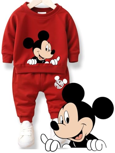 Image of Minicult Kids Cotton Co-ords Full Sleeve Sweatshirt and Pant Set with Character Print