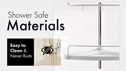 Corner Shower Caddy Tension Pole: [Five Shower Shelf Storage Rack] Keep Your Shower Storage Organized & Tidy With A Free Standing Bathroom Shower Organizer - Shower Caddy Corner For Inside Shower Rack #TOP6