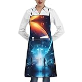 LPLSNWS Science Fiction Future Printed Kitchen Apron: Designed specifically for cooking and baking, suitable for kitchen and craft work.