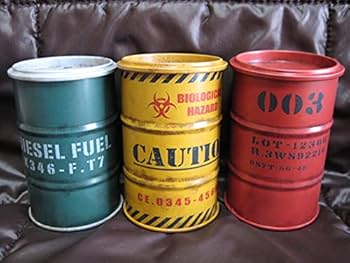 小物入れ　ドラム缶型 Amazon.co.jp: ドラム缶 ブリキ フタ付 3種セット バイオ