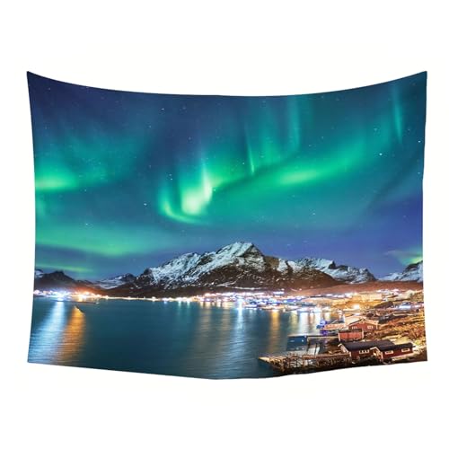 Tapisserie murale aurore et montagnes 200x200 cm pour décoration de chambre
