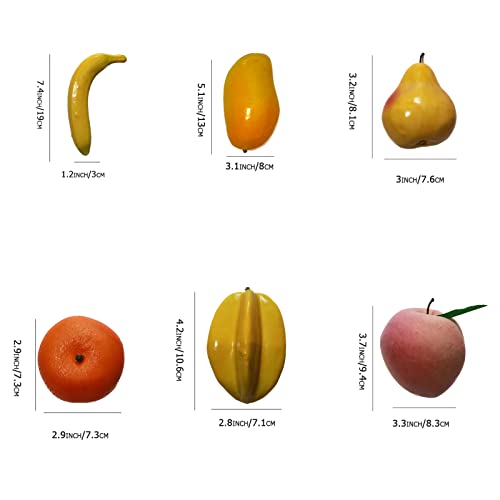 Wjboand 22Pcs Fake Fruit Decoration Lifelike Banana Mango Pear Pomegranate Orange Apple Carambola Peach Grape Cherry Watermelon Lime Photography Props Themed Party Wedding Table Festival Display #TOP5
