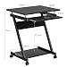 Dripex Mobile Computer Desk Z-Shaped with Sliding Keyboard Wood PC Table Laptop Desk Furniture Study Workstation for Home Office, Black, 60 x 48 x 73 cm