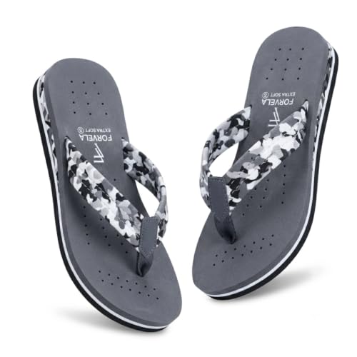 Image of FORVELA Camo Design Ortho Doctor Slipper for Women and Girls' Bathroom House Home Daily Use Dr. Chappal Orthopedic Diabetic Comfort Soft Flip flops
