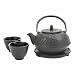 Happy Sales HSCT-BMB03, Cast Iron Tea Pot Tea Set Bamboo Black
