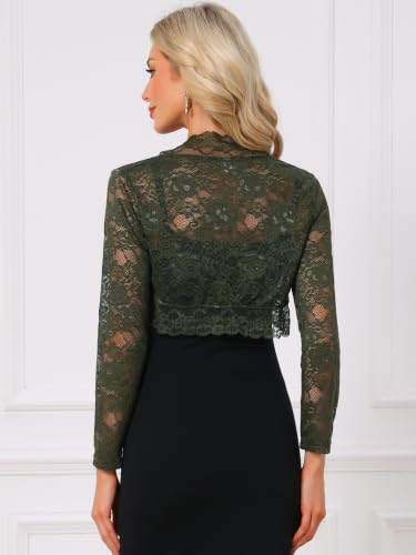 Image of Allegra K Women's Elegant Crop Cardigan Sheer Floral Lace Bolero Shrug Top