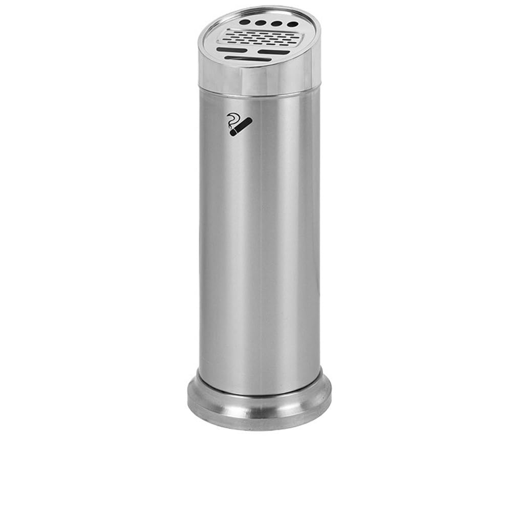 OWOHYG Ashtray Trash Can Large Capacity Silver Ash Column Ash Cigarette Butt Collection Trash Can Vertical Outdoor Ashtrays For Cigarettes.