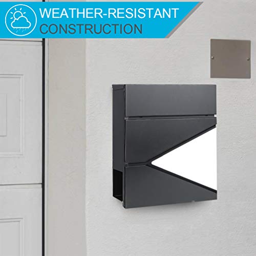 Lockable Mailboxes with Keys,Outdoor Wall Mounted Mail Box with Large Capacity,14 3/10\" x 4 1/10\" x 13\",White - Thumbnail 7