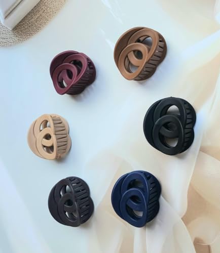 Image of HAIR ACCESSORIES Interlocking Circle Shaped Multicolor Claw Clips Modern Hair Claw Clips, Matte Finish, Cute Hair Jaw Clips Nonslip Clips, Strong Clamp Clutcher (Pack of 1)