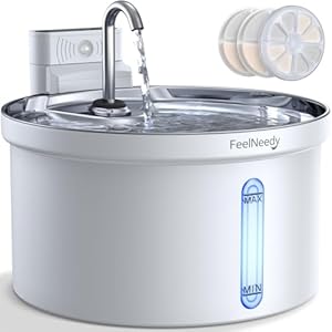 FEELNEEDY 3,5L Fontaine à Eau Robinet pour Chat sans Fil avec Batterie 4000mAh, Fontaine a Eau Chat Silencieuse INOX Detecteur de Mouvement, avec 3 Filtre (Acrylonitrile butadiène styrène (ABS))