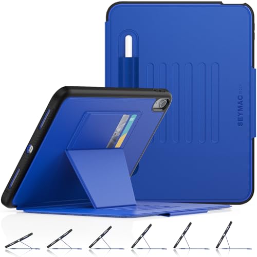 SEYMAC stock Hülle für iPad (A16) 11./ 10. Generation 11/10,9 Zoll 2025/2022, Magnetisch Stoßfest Hülle mit [7 Winkel-Ständer] Stifthalter & Kartenfächer, Auto Schlafen Wachen, Blau