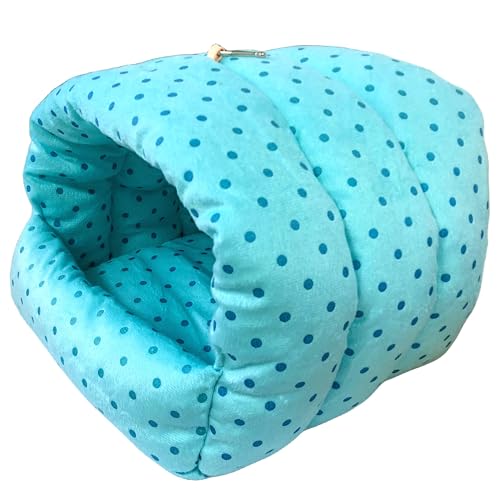 Image of WOWOWMEOW Guinea Pigs Bed,Hamster Bed,Small Animals Warm Hanging Cage Cave Bed (M, Dot- Blue)