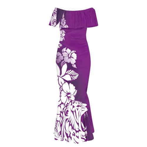 Image of Polynesian for Women S-7XL Off Shoulder Maxi Dress Hawaiian Summer Dresses