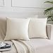 Just PURBET - Set di 2 federe per cuscini in velluto bianco crema, 45 x 45 cm, con cerniera, per divano letto e divano