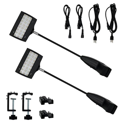 Displayfactory 2pcs Black Trade Show Lights Connectable LED Display and Exhibit Arm Lighting Tradeshow Lights Included Mounting C-Clamp, Brackets, Power & Connect Cables
