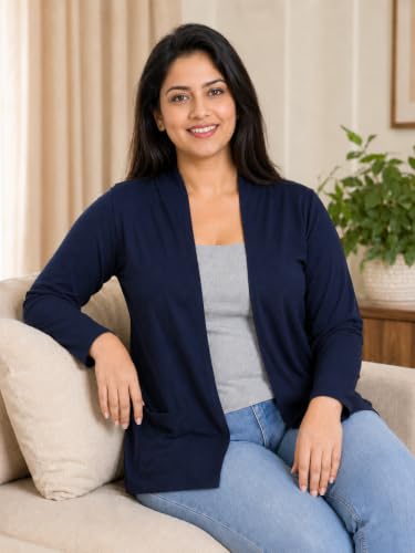 Image of In Love Women's Solid Open Front Shrug with Pockets