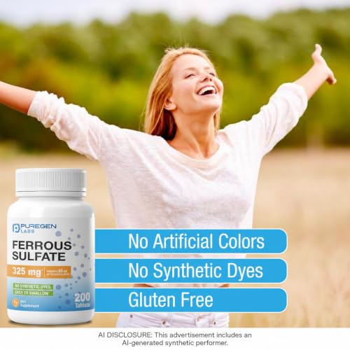 P Puregen Labs FerSo4200 Ferrous Sulfate 325 Mg Supplement