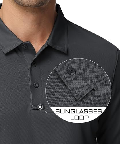 Image of MAGCOMSEN Men's Long Sleeve Golf Polo Shirts Collared Athletic Quick Dry Lightweight Work Shirts