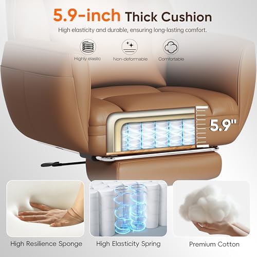 GABRYLLY Ergonomic Chair with Footrest – Wide Cross Legged Chair with Reversible Armrests, 120°Tilt, Heavy-Duty Base, Big and Tall Executive Chair Plus, Brown, GY82766 - Thumbnail 3