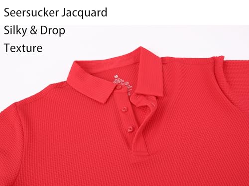 Alex Vando Mens Bubble Jacquard Polo Shirt Super Stretch Short Sleeve Polo Shirts for Men