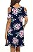 QIXING Women's Summer Cold Shoulder Tshirt Mini Dress Swing Tunic Tops Navy Blue-S