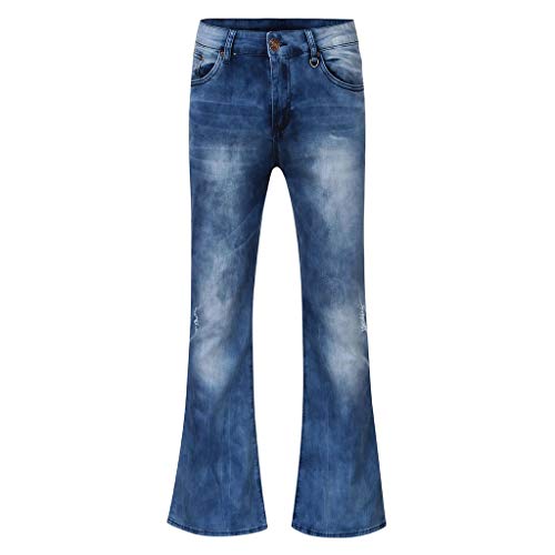 Herren Schlaghose Mit Ausgestelltem Bein Vintage Punk Geradem Bein Denim...