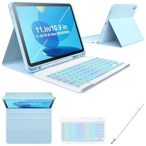 FGZZROU iPad 11th 10th Generation Case with Keyboard 10.9 Inch 2022 Detachable Wireless 7Colors...