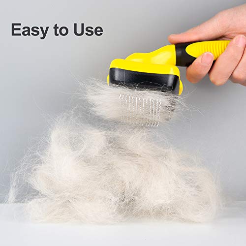 TwoEar Dog Self Cleaning Slicker Brush for Hair Grooming, Removes Loose Tangled Undercoat and Mats Gently, Easy Shedding for Small Medium and Large Dog Pet and Cat with Short and Long Hair - Thumbnail 6