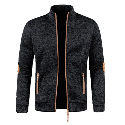 Mens Jackets Zip Up Stand Collar Fleece Jacquard Slim-Ft Sport Jackets - image 3