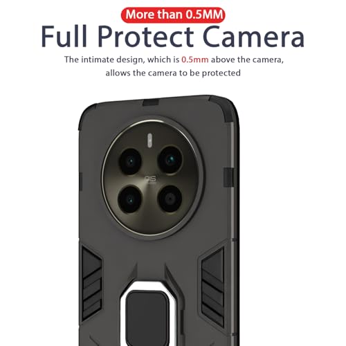 Image of Pikkme Polycarbonate D5 Tough Armor Back Cover|360 Protection Case|Ring Holder Stand Bumper Case for Realme 12 Plus 5G /P1 5G /Narzo 70 5G /70 Pro 5G(Black)