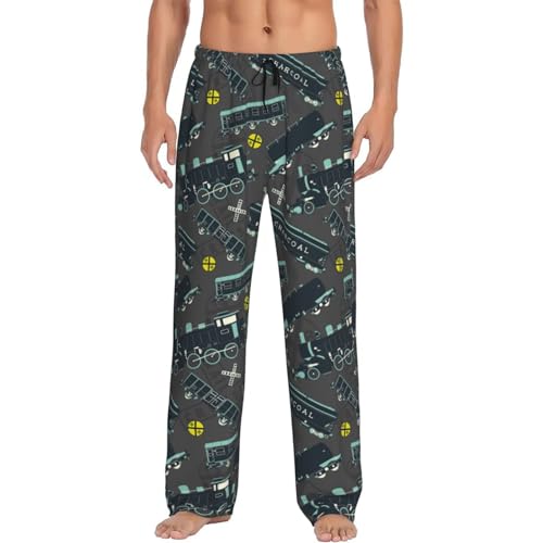 Novastar Mens Pajama Pants Bottoms With Pockets- Train Pattern Funny Soft Mens Pj Pants, Comfy Men Lounge Pants4