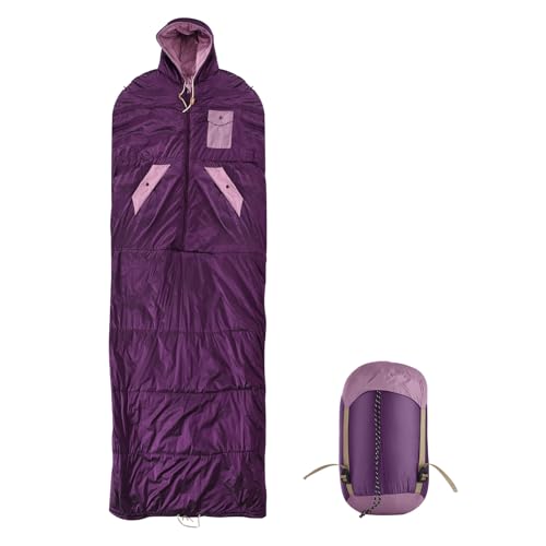 FLEXMAN Sleeping Bag, 74.8+11.8 X 29.5 X 2in Reversible Envelope Design Water Proof Nylon Lightweight Compressible Sleeping Bag for Backpacking Hiking Travel Camping (Purple)