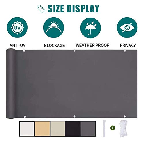 Preisvergleich Produktbild Muchas Sichtschutzplane Balkon, Sichtschutz und Windschutz, Windschutz Wasserdicht Blickdicht, für Gartenzaun Balkonzaun - Grau 0.6x3m