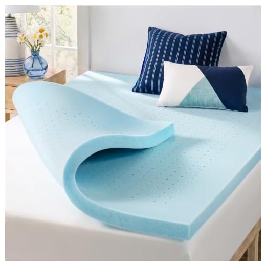 Best Price Mattress 1.5 Inch Ventilated Memory Foam Mattress Topper, Cooling Gel Infusion, CertiPUR-US Certified, Twin XL, Blue