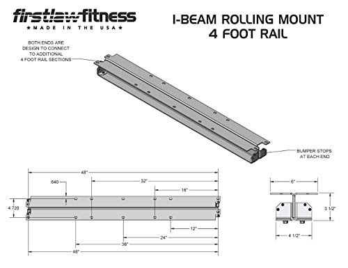 Firstlaw Fitness I-Beam Rolling Mount for Punching Bag & 8 Feet Rail Combo - Black Rolling Mount - Made in The USA