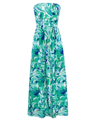 Image of GRACE KARIN Women Strapless Dress Casual Loose Ruched Long Maxi Dress with Pockets