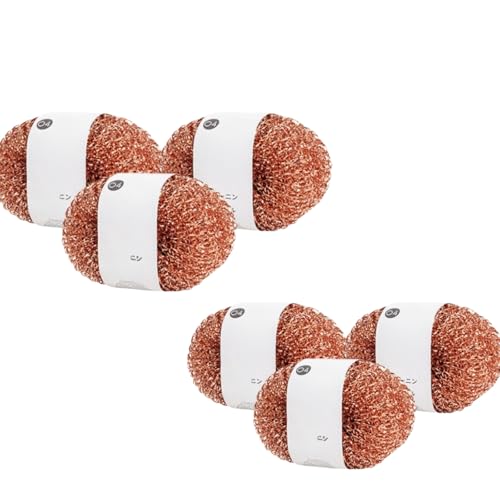 Bolas de Limpieza de Cocina de Alambre de Cobre: Paquete de 6, Resistentes y Resistentes a Las Manchas, para Fregar ollas y sartenes | Bolas de Limpieza de Cocina Resistentes al óxido