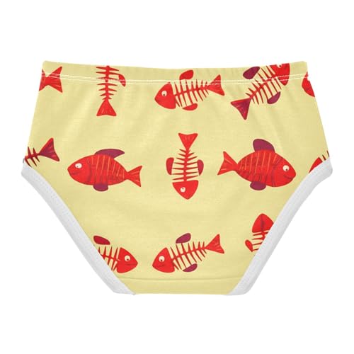 Cotton Girls Underwear Toddler Red Fish Bones Yellow Panties Little Girl Artistic Kids Briefs Undies 2t2