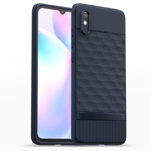 Image of Pikkme Back Cover for Redmi 9A / 9i / 9A Sport Camera Protection 3D Hexa Cube Design Silicone Protective Bumper Case (Blue)