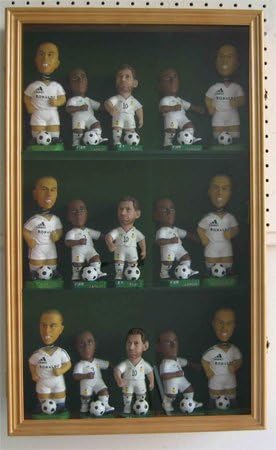 Bobble Head Figurine Display Case Cabinet Holder Wall Rack Bobblehead 98% UV Lockable Oak Finish (CD15-OA)