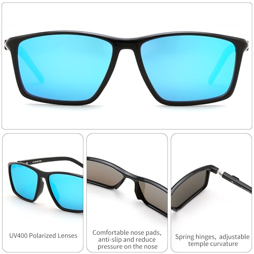FEISEDY Square Sunglasses For Men Women Retro Trendy Rectangle Classic Sunglasses Fashion Vintage Frame Polarized UV400 B02883
